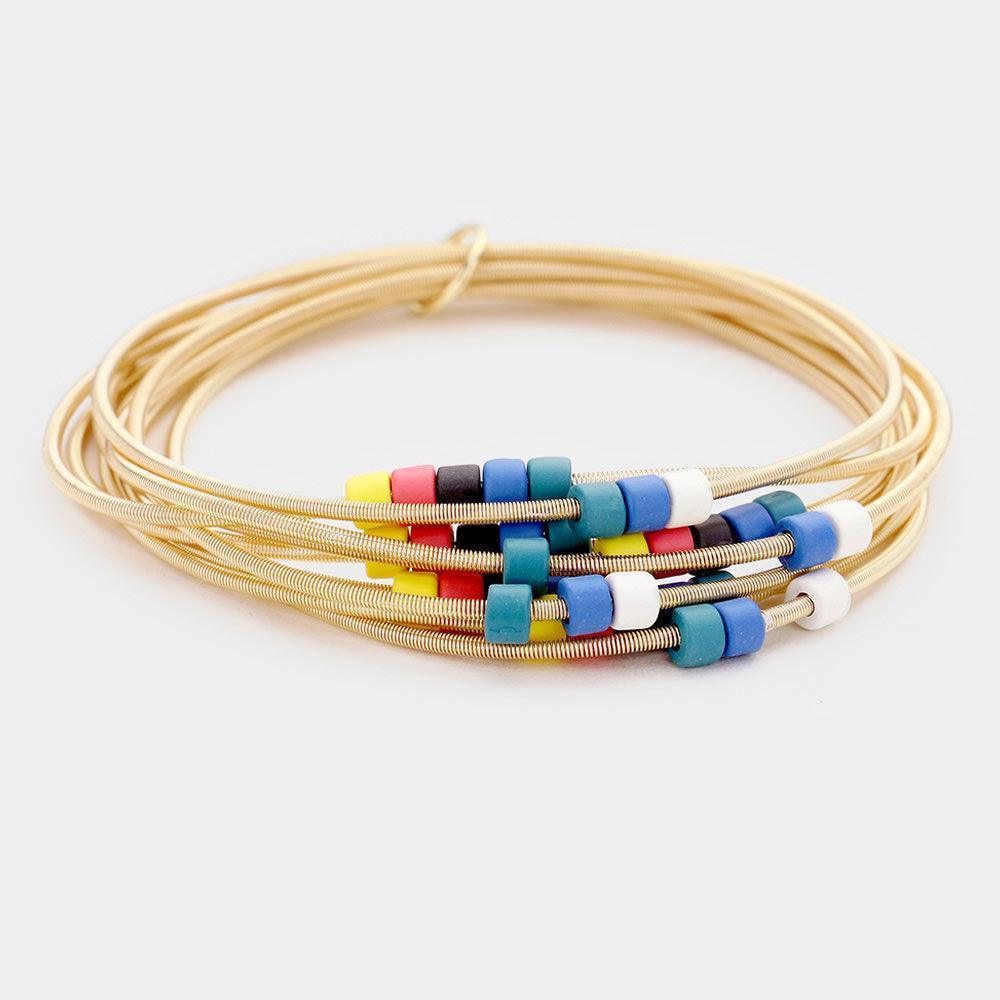 Gold Colorful Bead Multi Stretch Bracelet - Jewelry Store by Erik Rayo