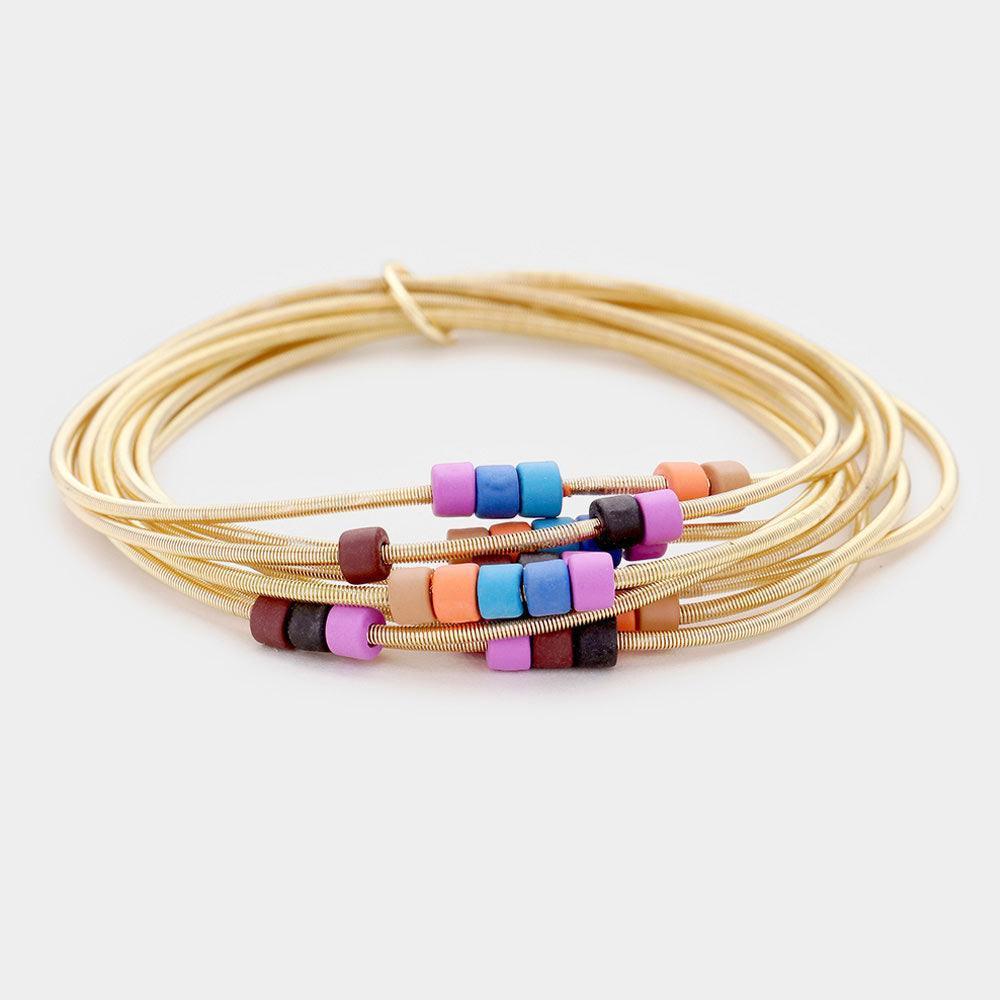 Gold Colorful Bead Multi Stretch Bracelet - Jewelry Store by Erik Rayo