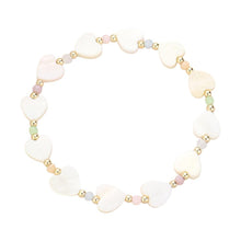 Load image into Gallery viewer, Cream Mother Of Pearl Heart Stretch Bracelet
