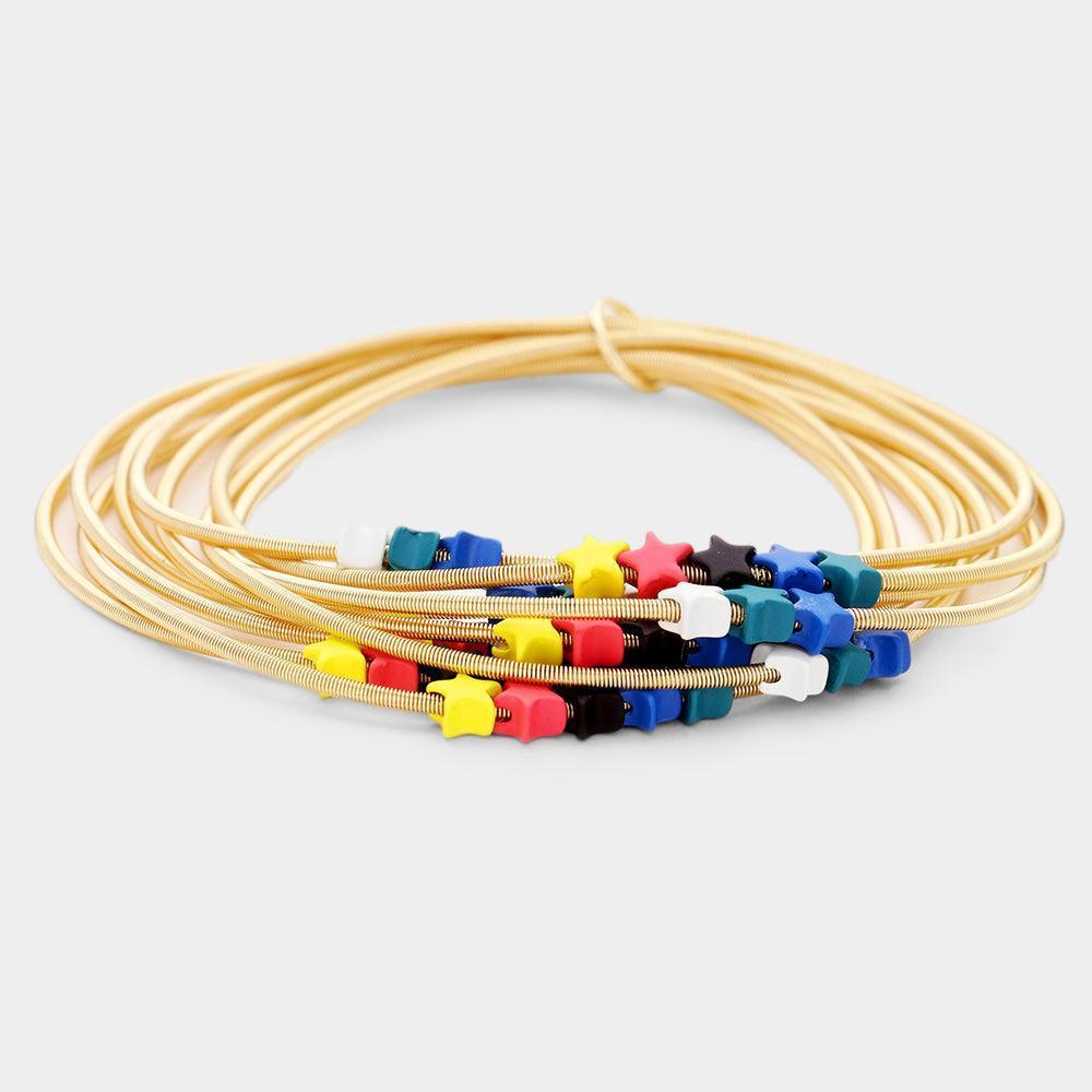 Gold Star Bead Multi Stretch Bracelet - Jewelry Store by Erik Rayo