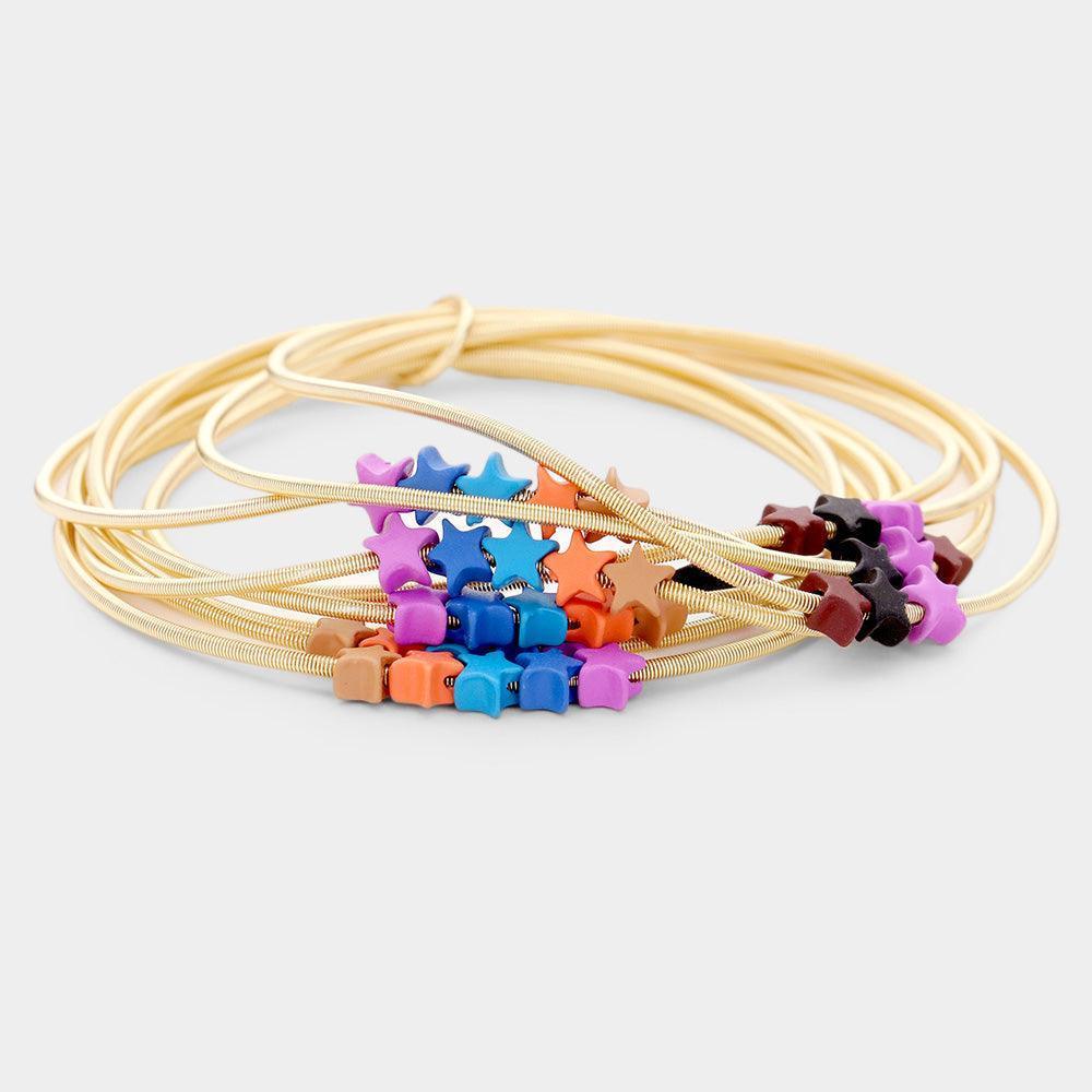 Gold Star Bead Multi Stretch Bracelet - Jewelry Store by Erik Rayo
