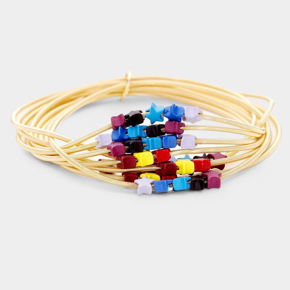 Gold Star Bead Multi Stretch Bracelet - Jewelry Store by Erik Rayo