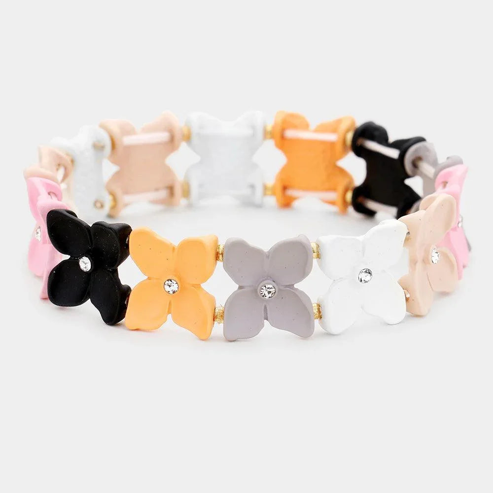 Colorful Flower Rhinestone Stretch Bracelet - Jewelry Store by Erik Rayo
