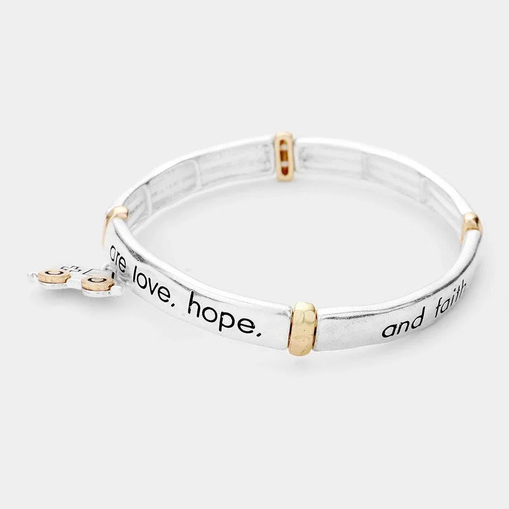 Two Tone Ambulance Charm Message Metal Stretch Bracelet - Jewelry Store by Erik Rayo