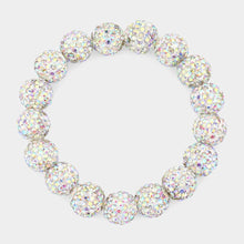 Load image into Gallery viewer, Silver Rhinestone Pave Ball Stretch Bracelet
