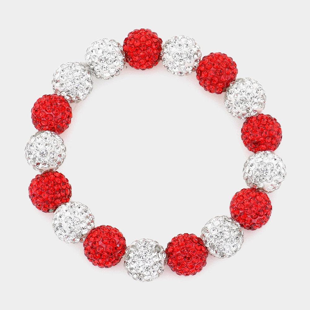 Clear Rhinestone Pave Ball Stretch Bracelet