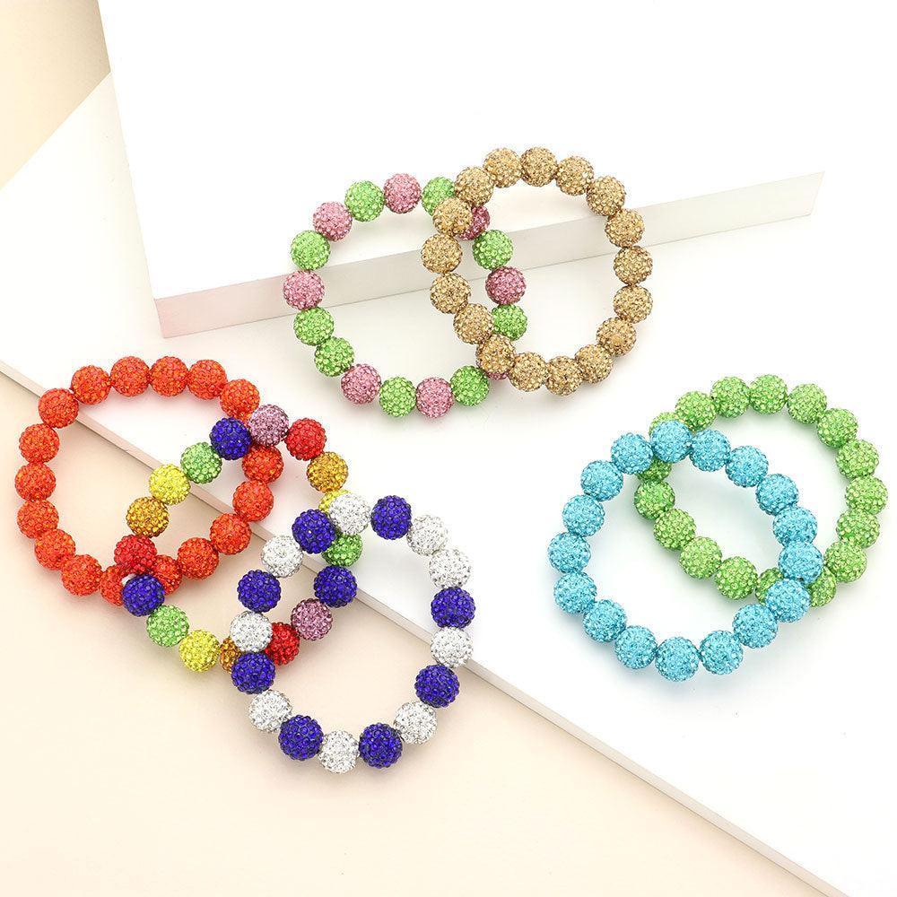 Clear Rhinestone Pave Ball Stretch Bracelet - Jewelry Store by Erik Rayo