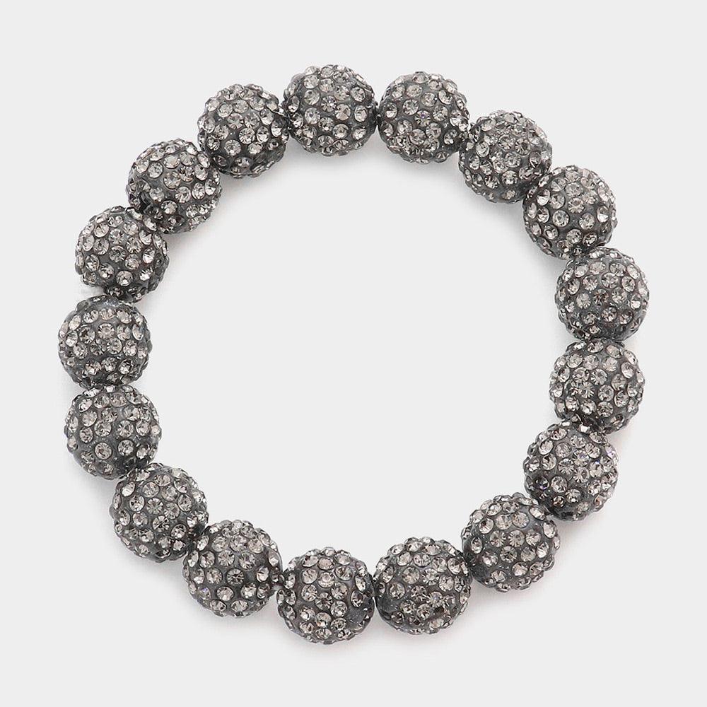 Rhinestone Pave Ball Stretch Bracelet