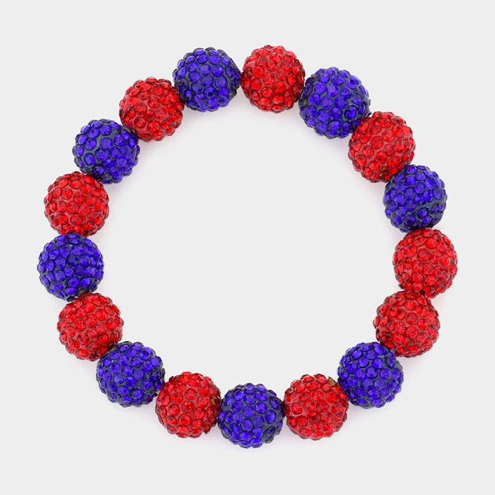 Red Rhinestone Pave Ball Stretch Bracelet - Jewelry Store by Erik Rayo