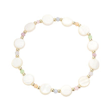 Load image into Gallery viewer, Cream Mother Of Pearl Disc Stretch Bracelet
