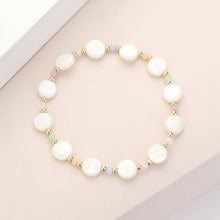 Load image into Gallery viewer, Cream Mother Of Pearl Disc Stretch Bracelet
