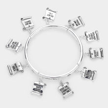 Load image into Gallery viewer, Silver 10 Commandments Message Charm Stretch Bracelet
