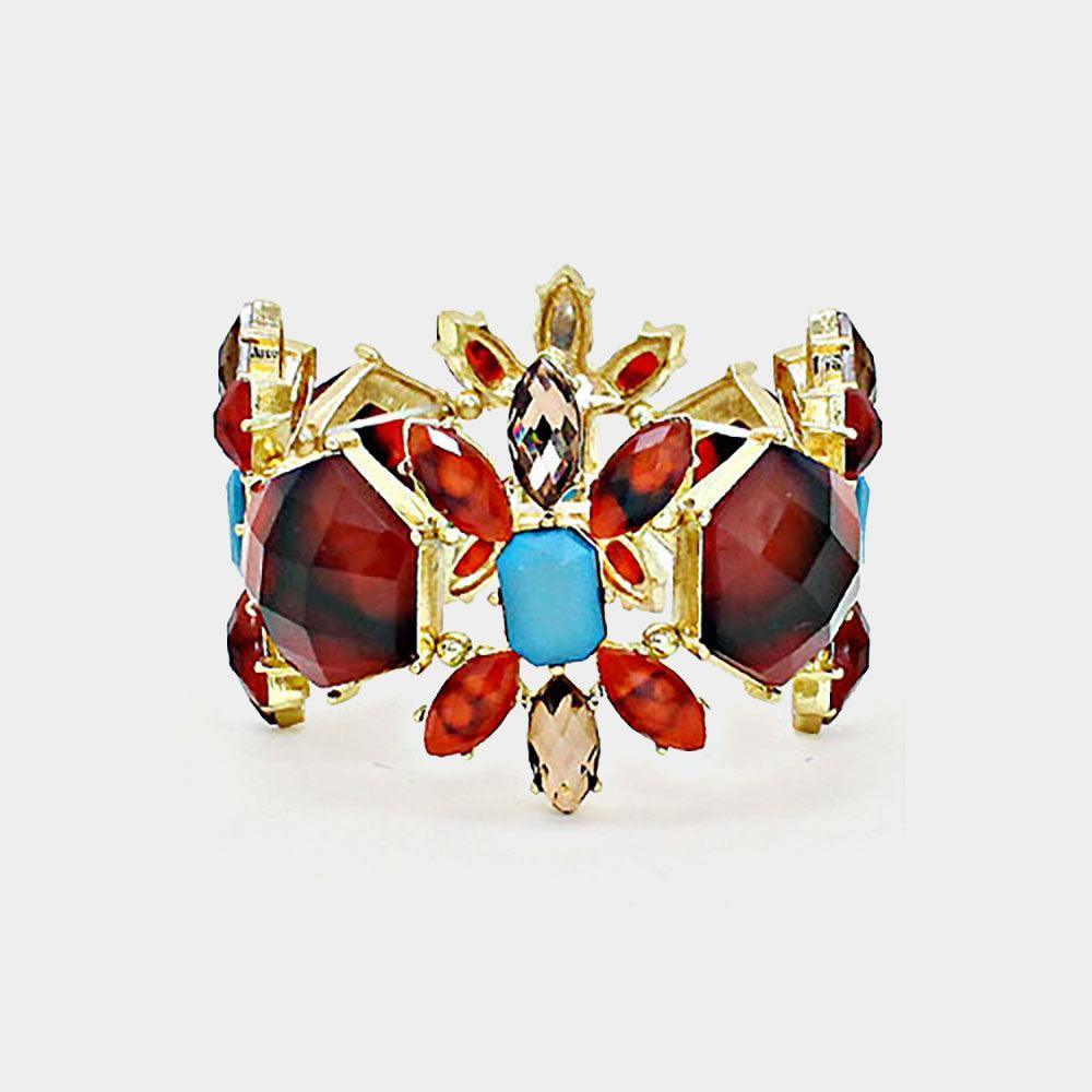 Gold Faceted Hexagon Floral Stretch Bracelets - Jewelry Store by Erik Rayo
