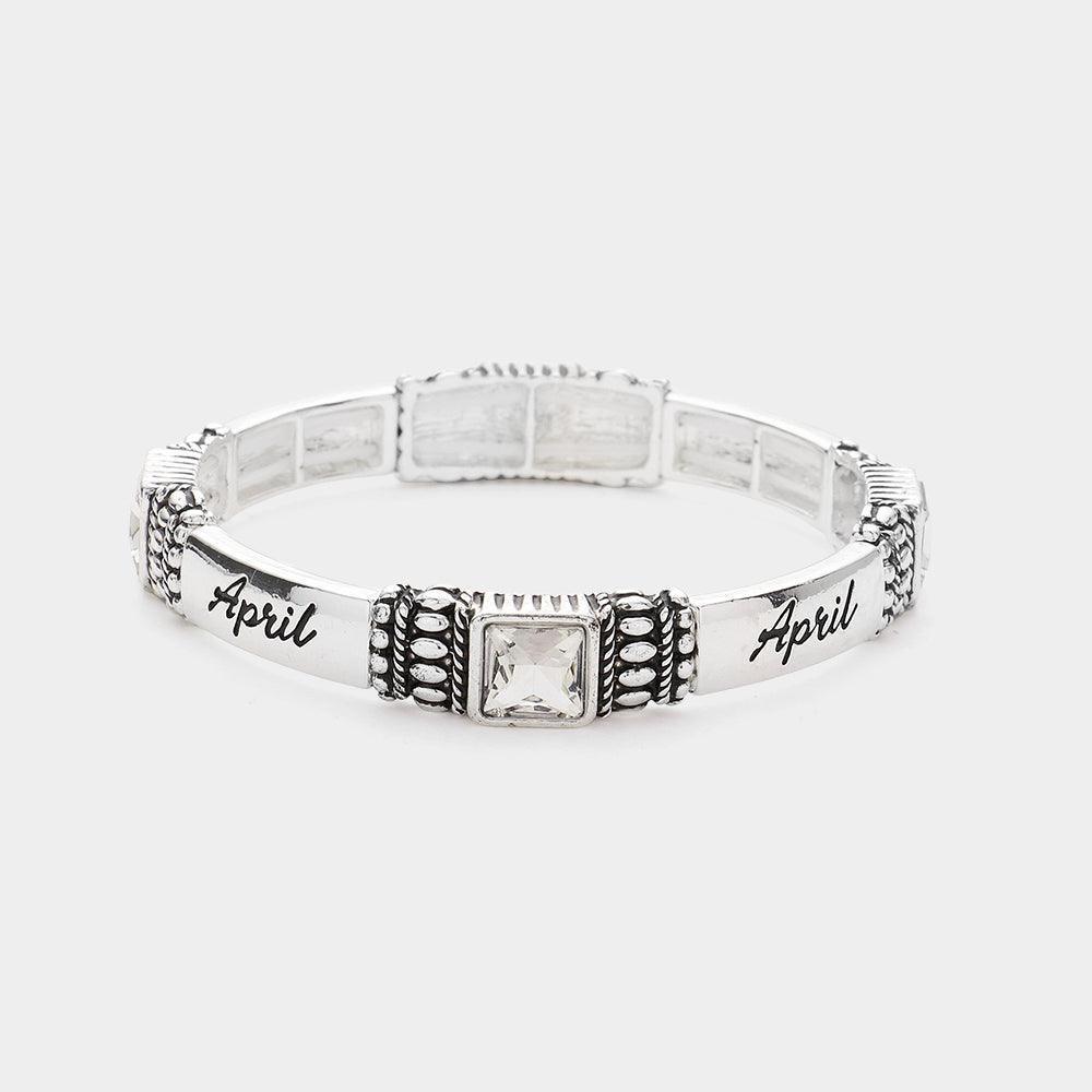 Clear April - Birthstone Accented Stretch Bracelet - Jewelry Store by Erik Rayo