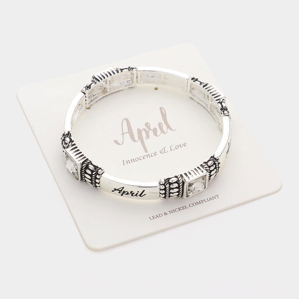 Clear April - Birthstone Accented Stretch Bracelet - Jewelry Store by Erik Rayo