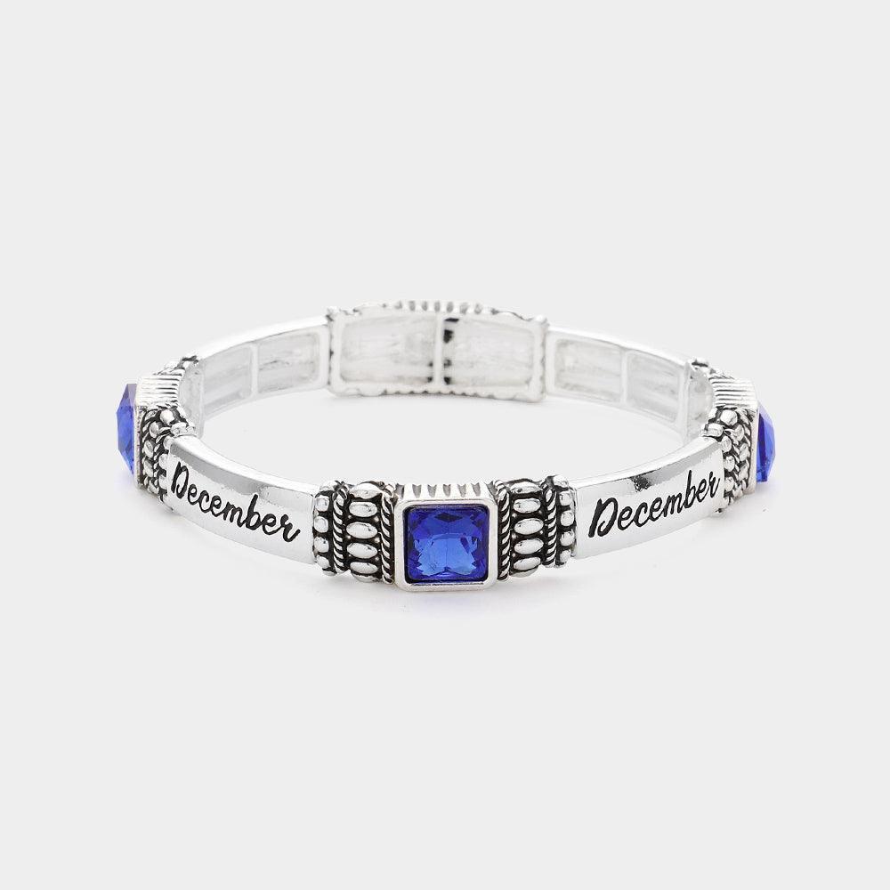 Blue December - Birthstone Accented Stretch Bracelet - Jewelry Store by Erik Rayo