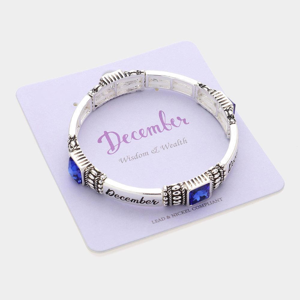 Blue December - Birthstone Accented Stretch Bracelet - Jewelry Store by Erik Rayo