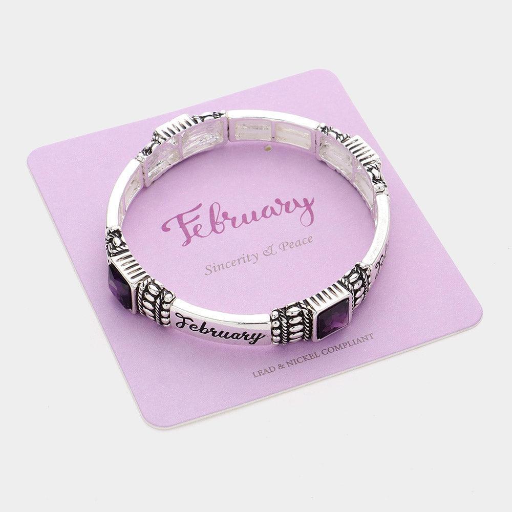 Amethyst February - Birthstone Accented Stretch Bracelet - Jewelry Store by Erik Rayo