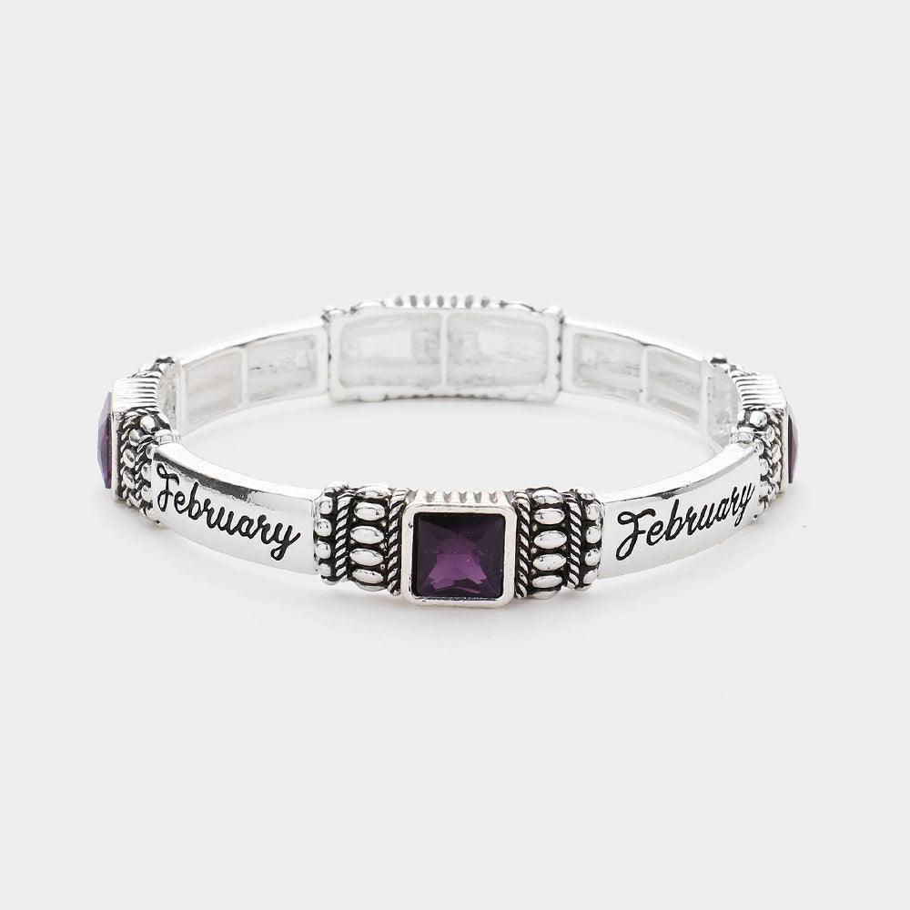 Amethyst February - Birthstone Accented Stretch Bracelet - Jewelry Store by Erik Rayo