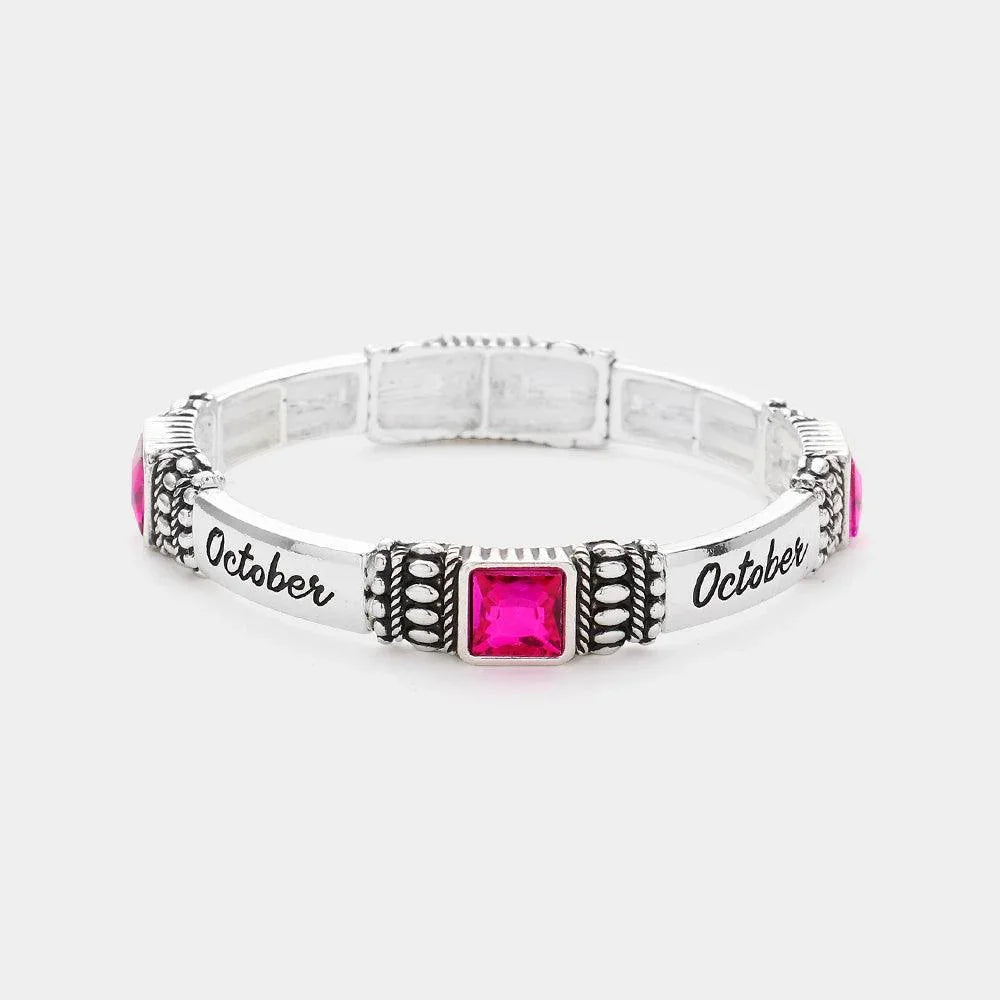 Fuchsia October - Birthstone Accented Stretch Bracelet - Jewelry Store by Erik Rayo