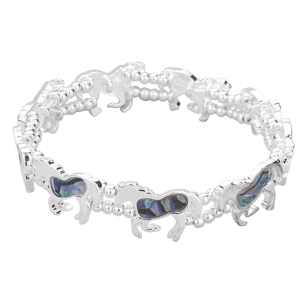 Abalone Running Horse Stretch Bracelet - Jewelry Store by Erik Rayo