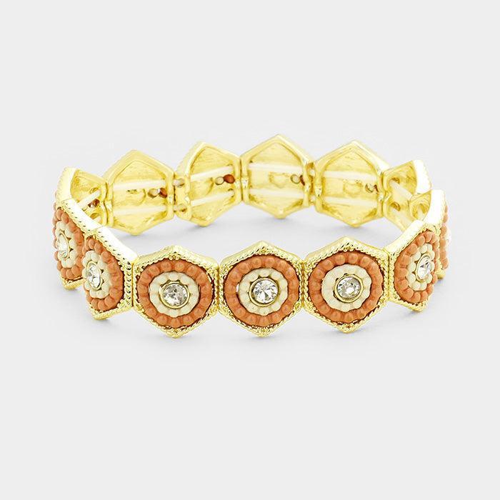 Gold Bubble Honeycomb Stretch Bracelet - Jewelry Store by Erik Rayo