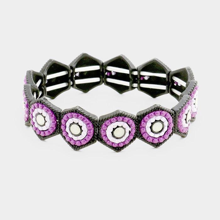 Purple Bubble Honeycomb Stretch Bracelet - Jewelry Store by Erik Rayo