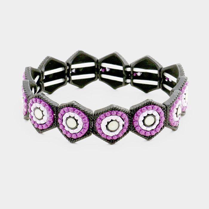 Purple Bubble Honeycomb Stretch Bracelet