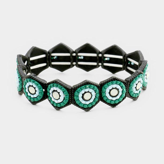 Green Bubble Honeycomb Stretch Bracelet