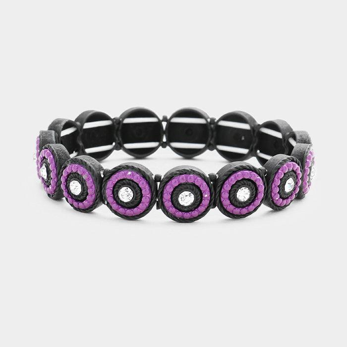 Amethyst Round Boho Beaded Stretch Bracelet