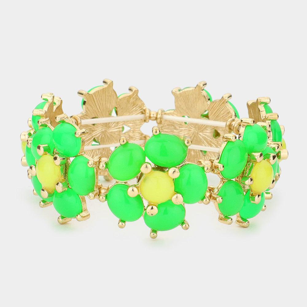 Yellow Resin Flower Stretch Bracelet - Jewelry Store by Erik Rayo