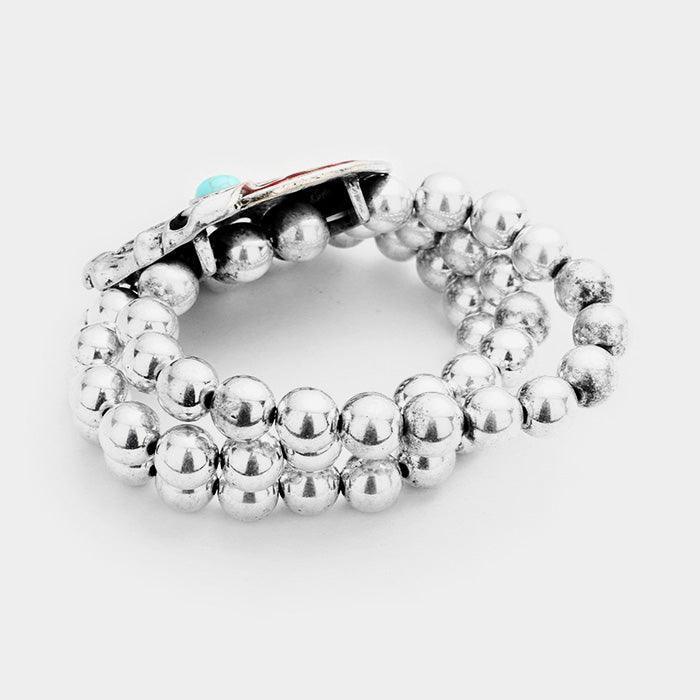 Turquoise Indian Chief Stretch Bracelet - Jewelry Store by Erik Rayo
