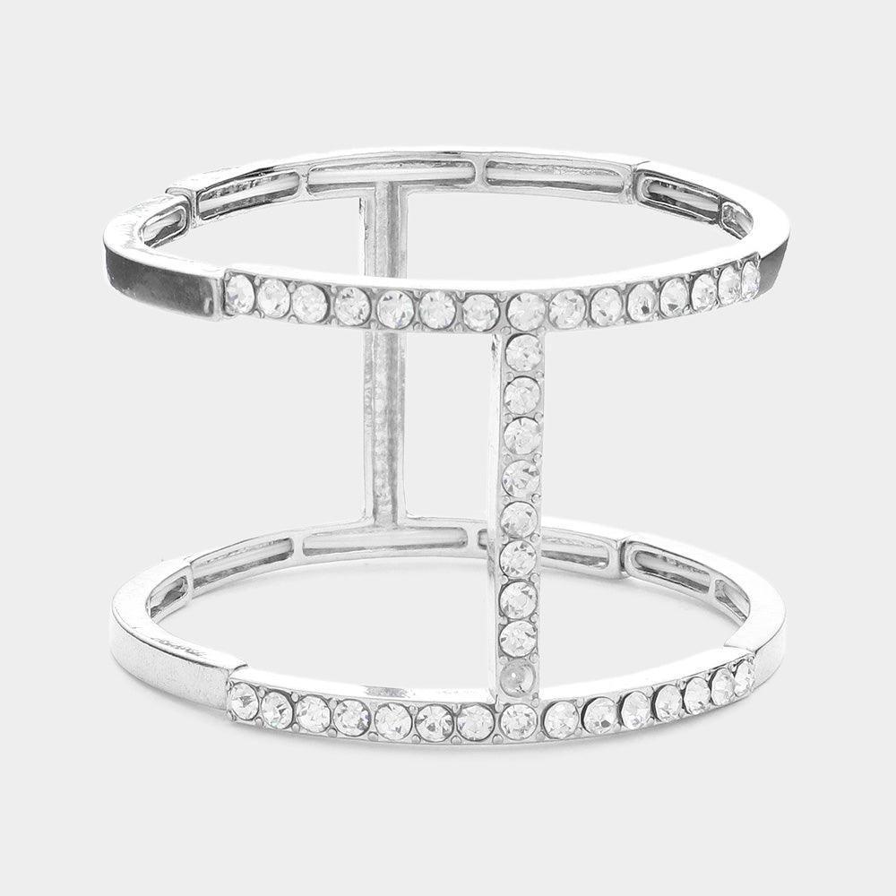 Rhinestone Cut out Cage Stretch Bracelet - Jewelry Store by Erik Rayo