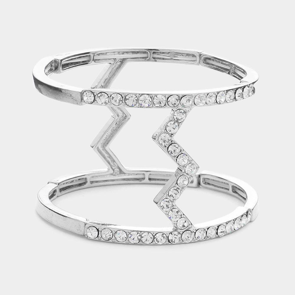 Rhinestone Cut out Cage Stretch Bracelet - Jewelry Store by Erik Rayo