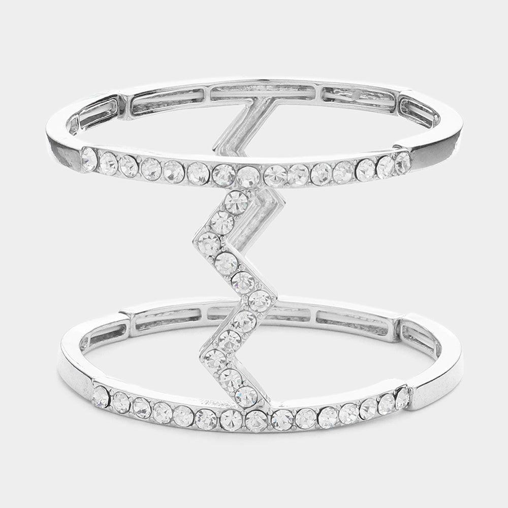 Rhinestone Cut out Cage Stretch Bracelet