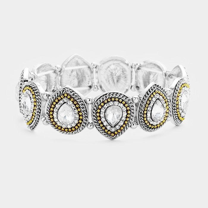 Gold Crystal Droplet Stretch Bracelet - Jewelry Store by Erik Rayo