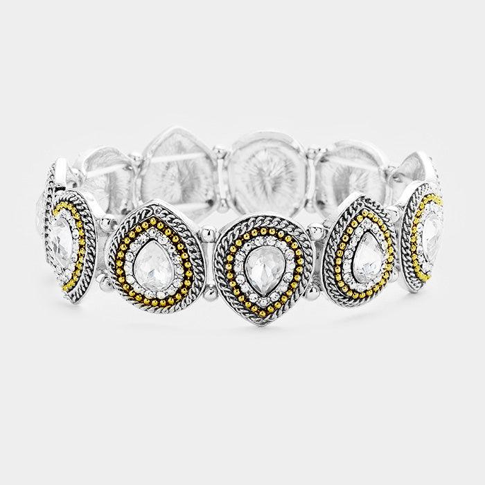 Gold Crystal Droplet Stretch Bracelet