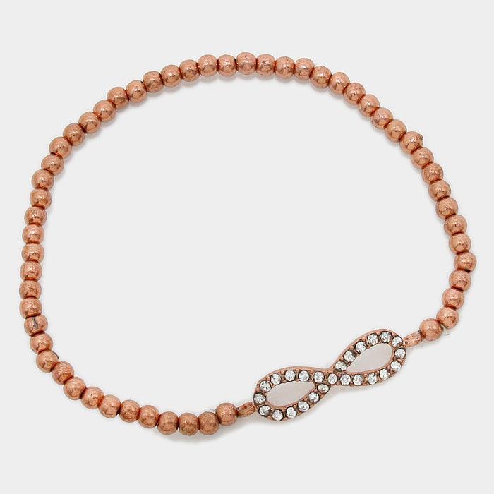 Clear Crystal Infinity Metal Bead Stretch Bracelet - Jewelry Store by Erik Rayo