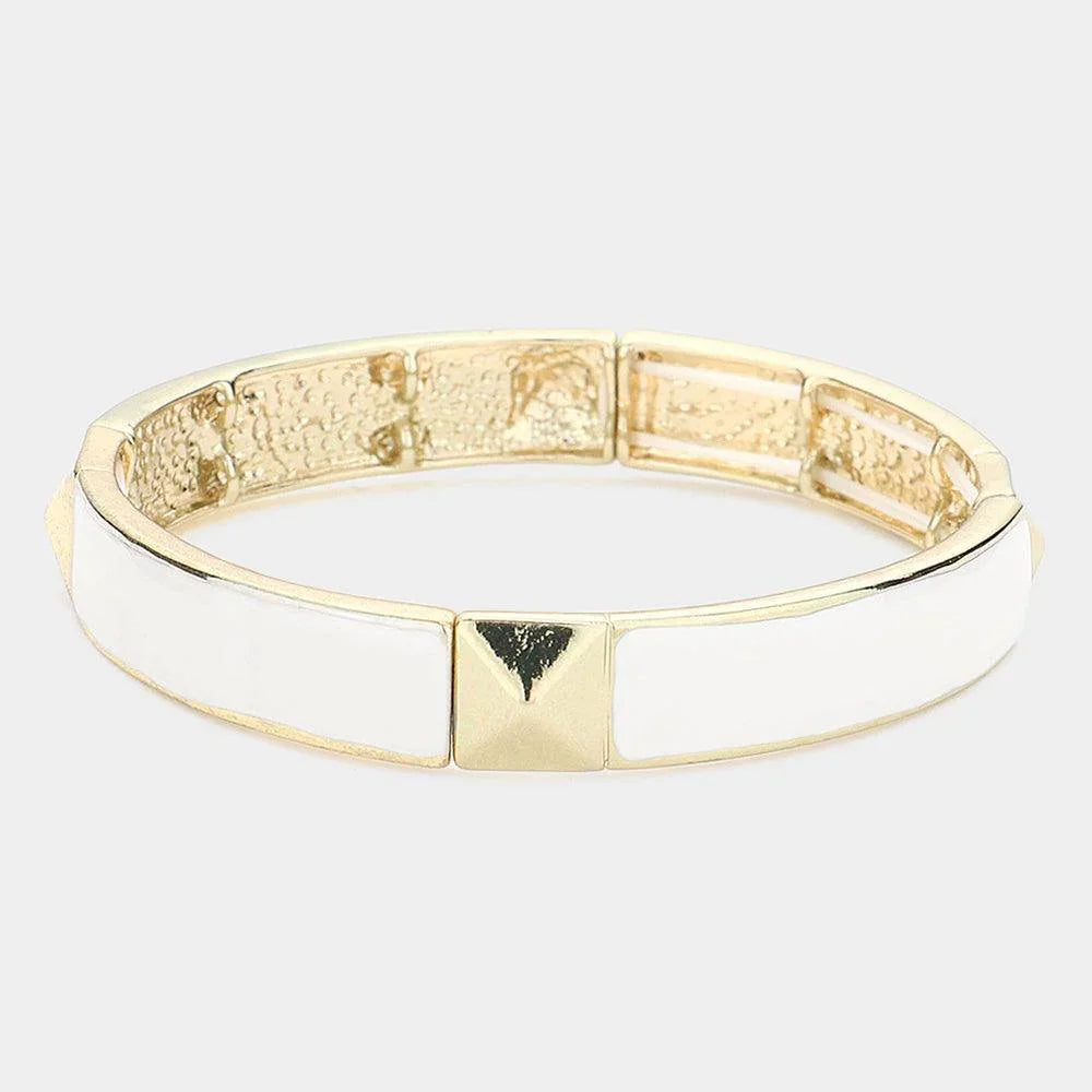 White Stud Accented Stretch Bracelet - Jewelry Store by Erik Rayo