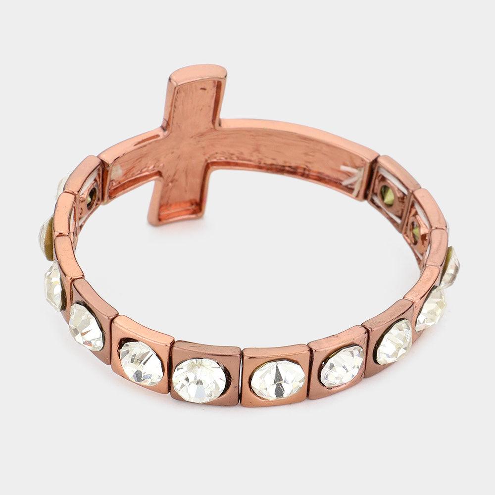 Crystal Accented Cross Stretch Bracelet - Jewelry Store by Erik Rayo