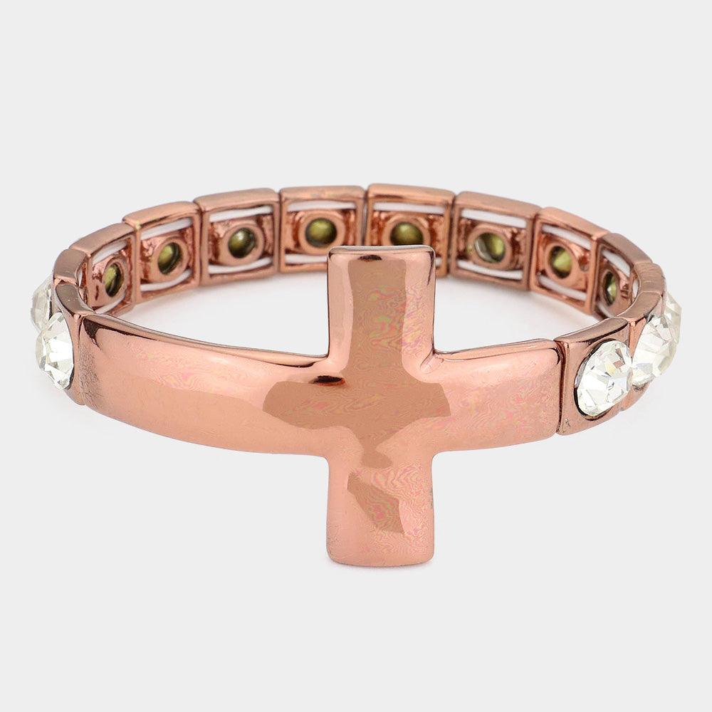 Crystal Accented Cross Stretch Bracelet - Jewelry Store by Erik Rayo