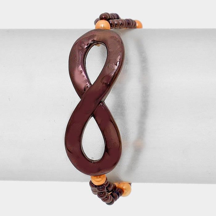 Peach Metal infinity beaded stretch bracelet - Jewelry Store by Erik Rayo