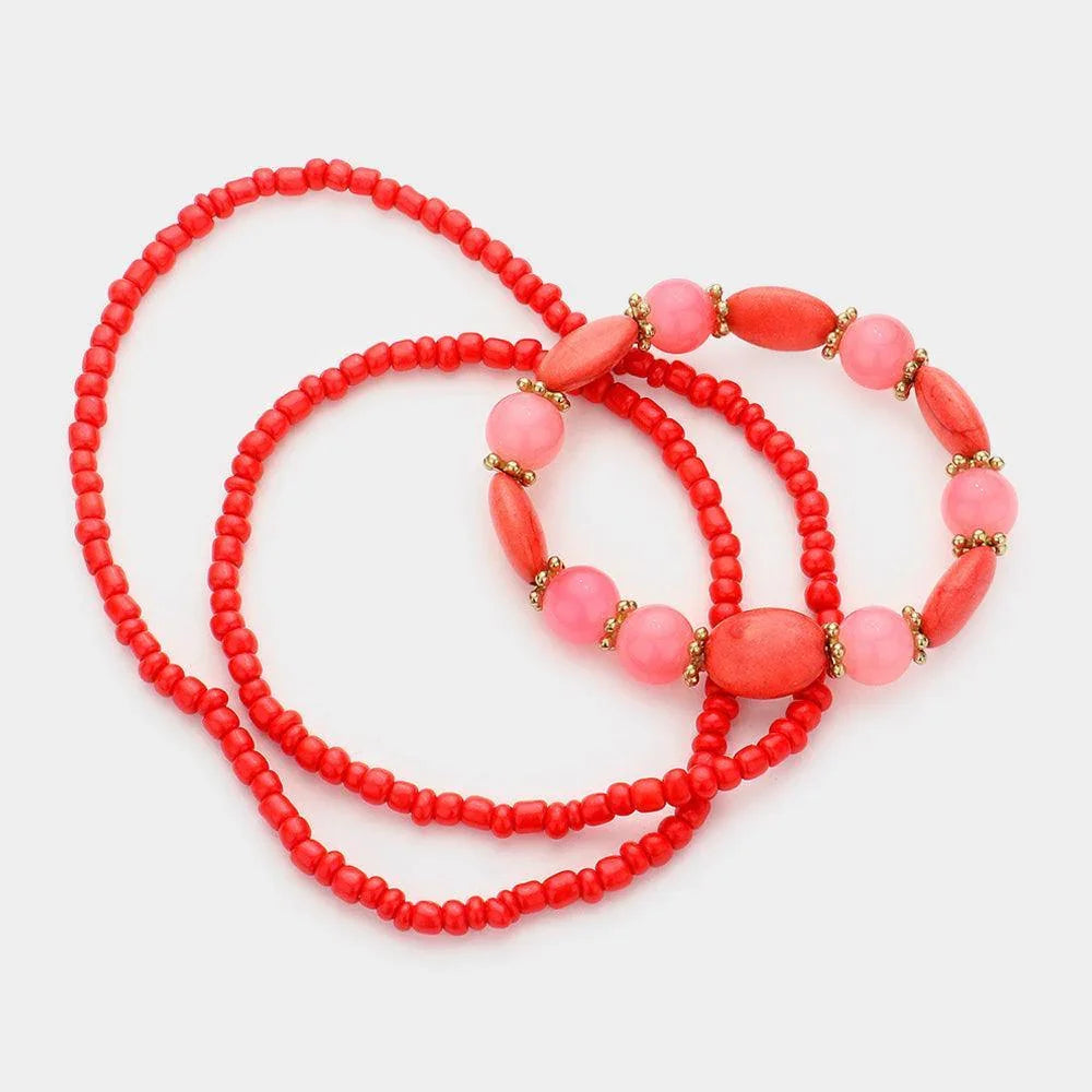 Coral 2PCS - Beaded Stretch Bracelet / Necklace - Jewelry Store by Erik Rayo