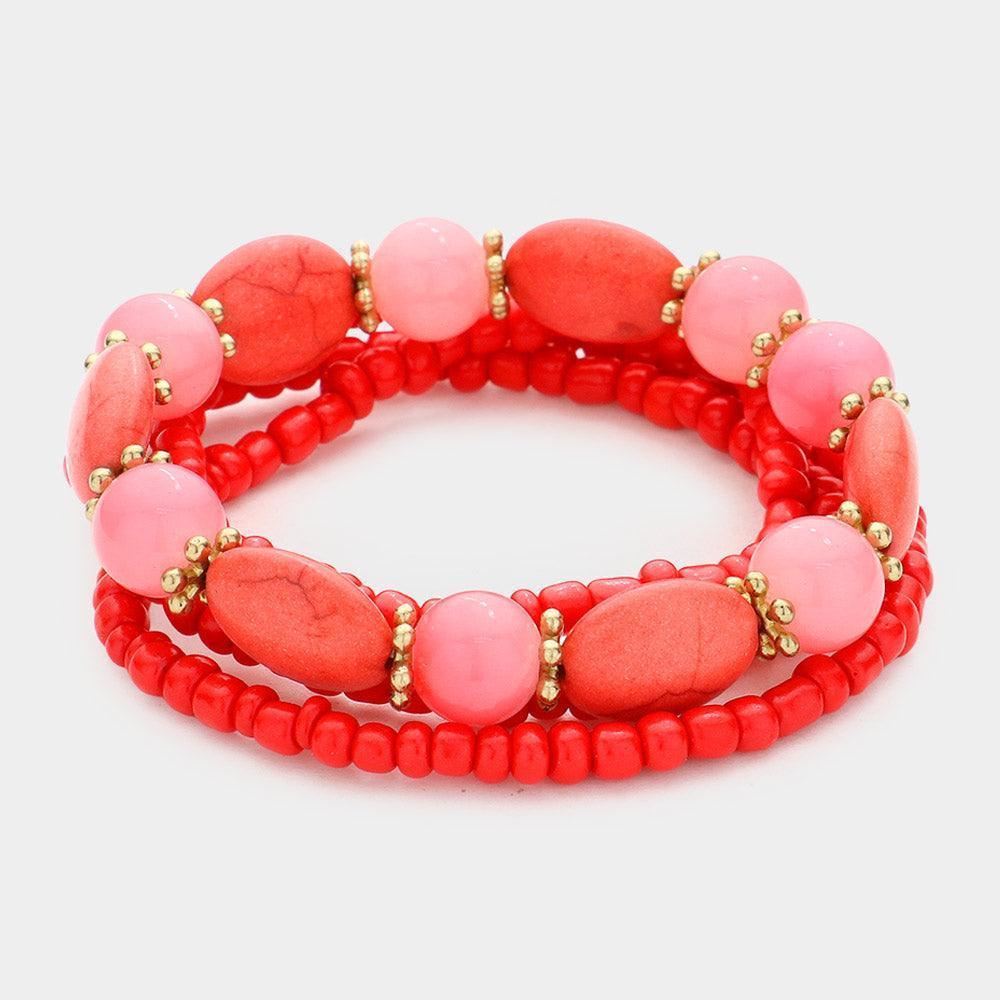 Coral 2PCS - Beaded Stretch Bracelet / Necklace - Jewelry Store by Erik Rayo