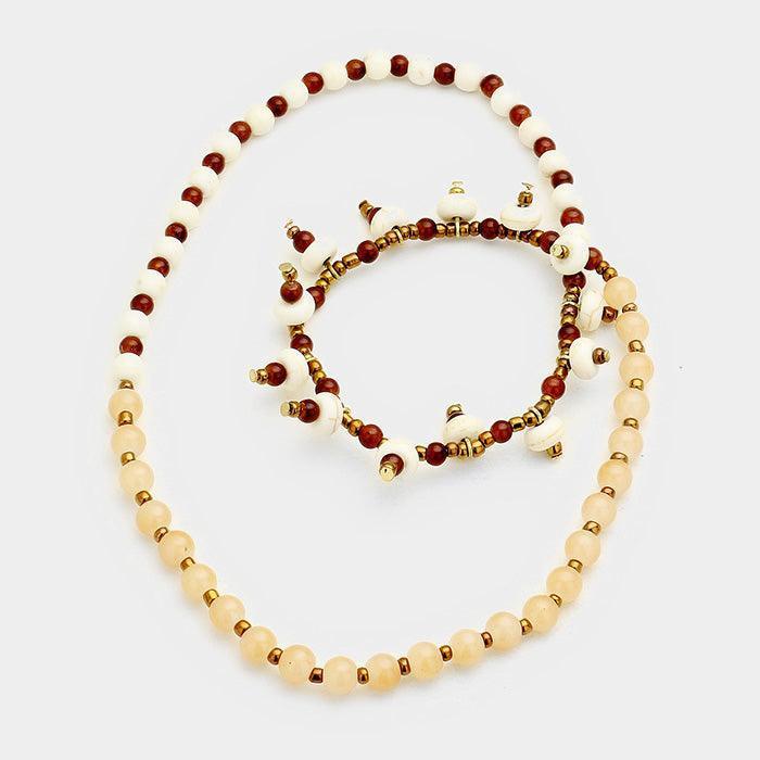 Howlite Bead Spike Stretchable Bracelet / Necklace - Jewelry Store by Erik Rayo