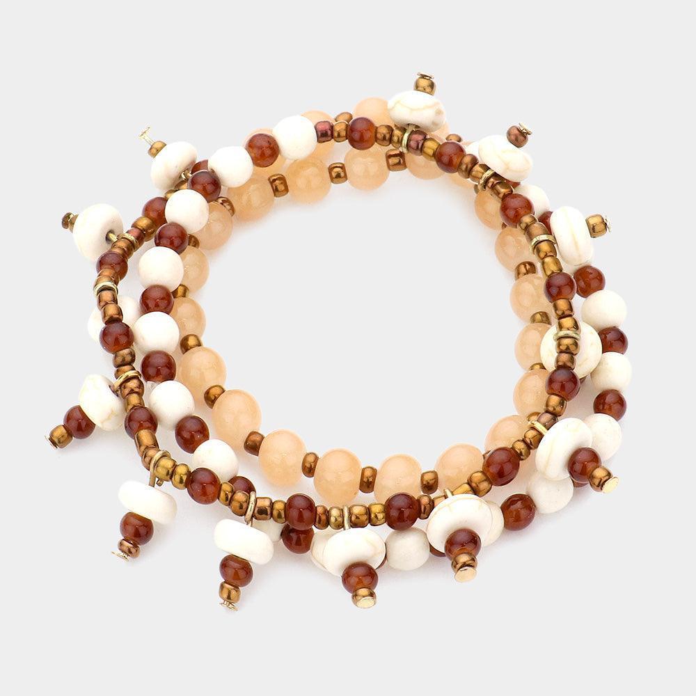 Howlite Bead Spike Stretchable Bracelet / Necklace - Jewelry Store by Erik Rayo