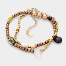 Load image into Gallery viewer, Brown Bohemian Bead Pearl Stretchable Bracelet Necklace
