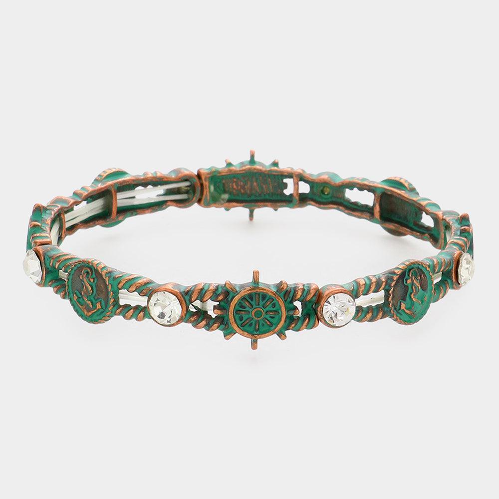 Anchor Helm Nautical Rope Textured Stretch Bracelet - Jewelry Store by Erik Rayo