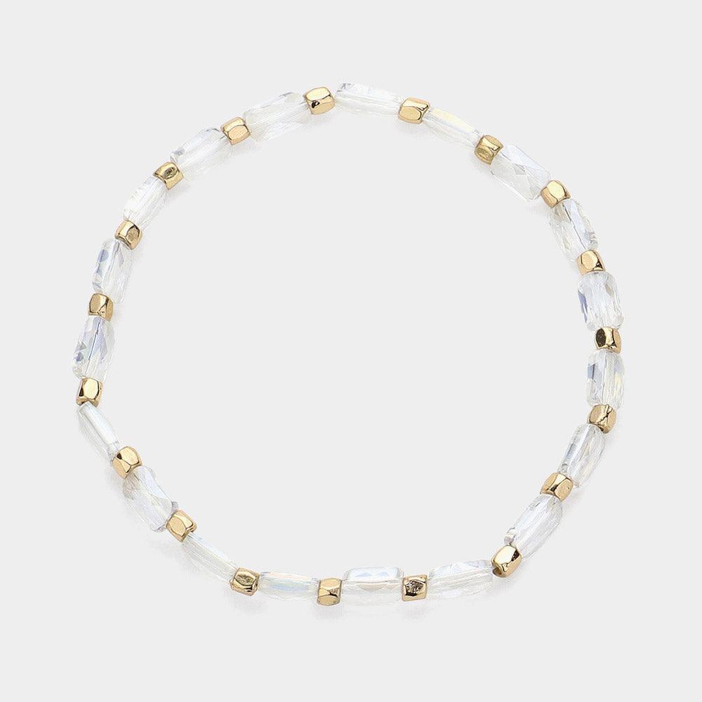 Clear Faceted Beaded Stretch Bracelet - Jewelry Store by Erik Rayo
