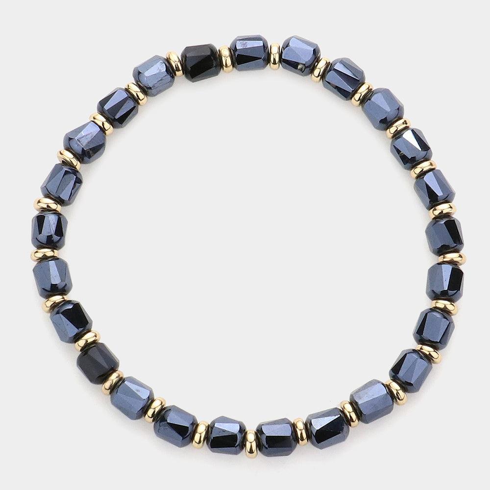 Black Beaded Stretch Bracelet - Jewelry Store by Erik Rayo